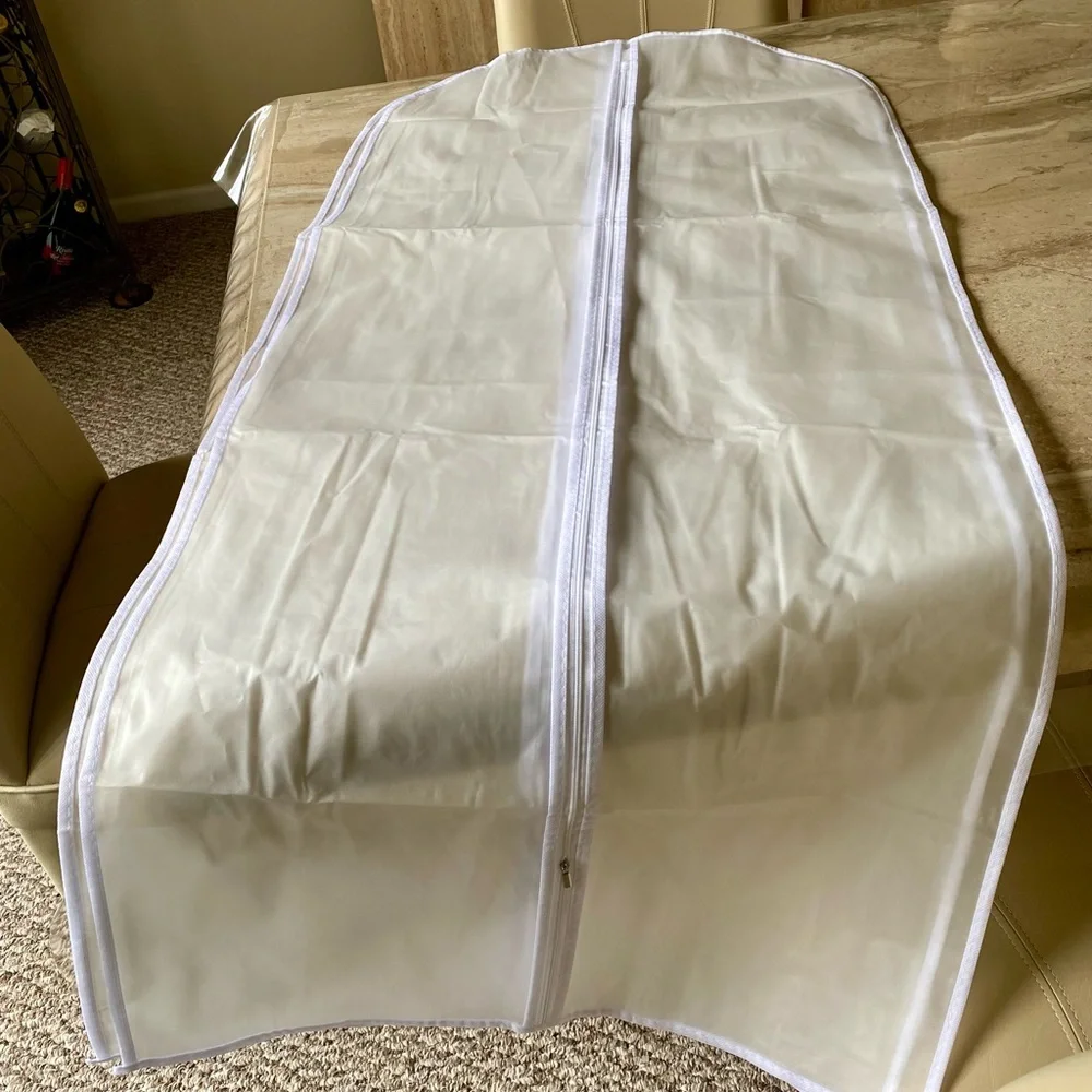 Clear White Garment Bag with Zipper - Home Storage & Organization